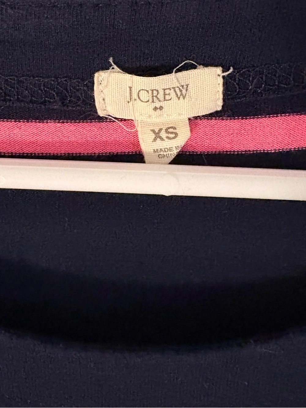 J. Crew Navy Dress with Pink Stripes and Drawstring